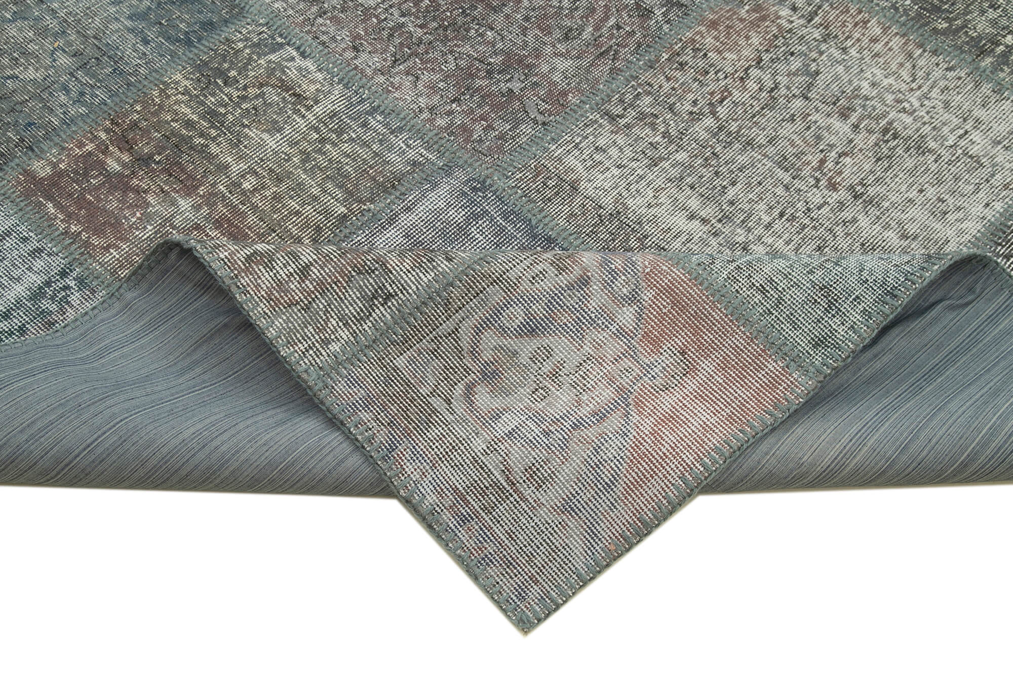 Handmade Patchwork Rug - Kirk Yama Grey Cotton Wool Area Rug 8'2''x11'5''