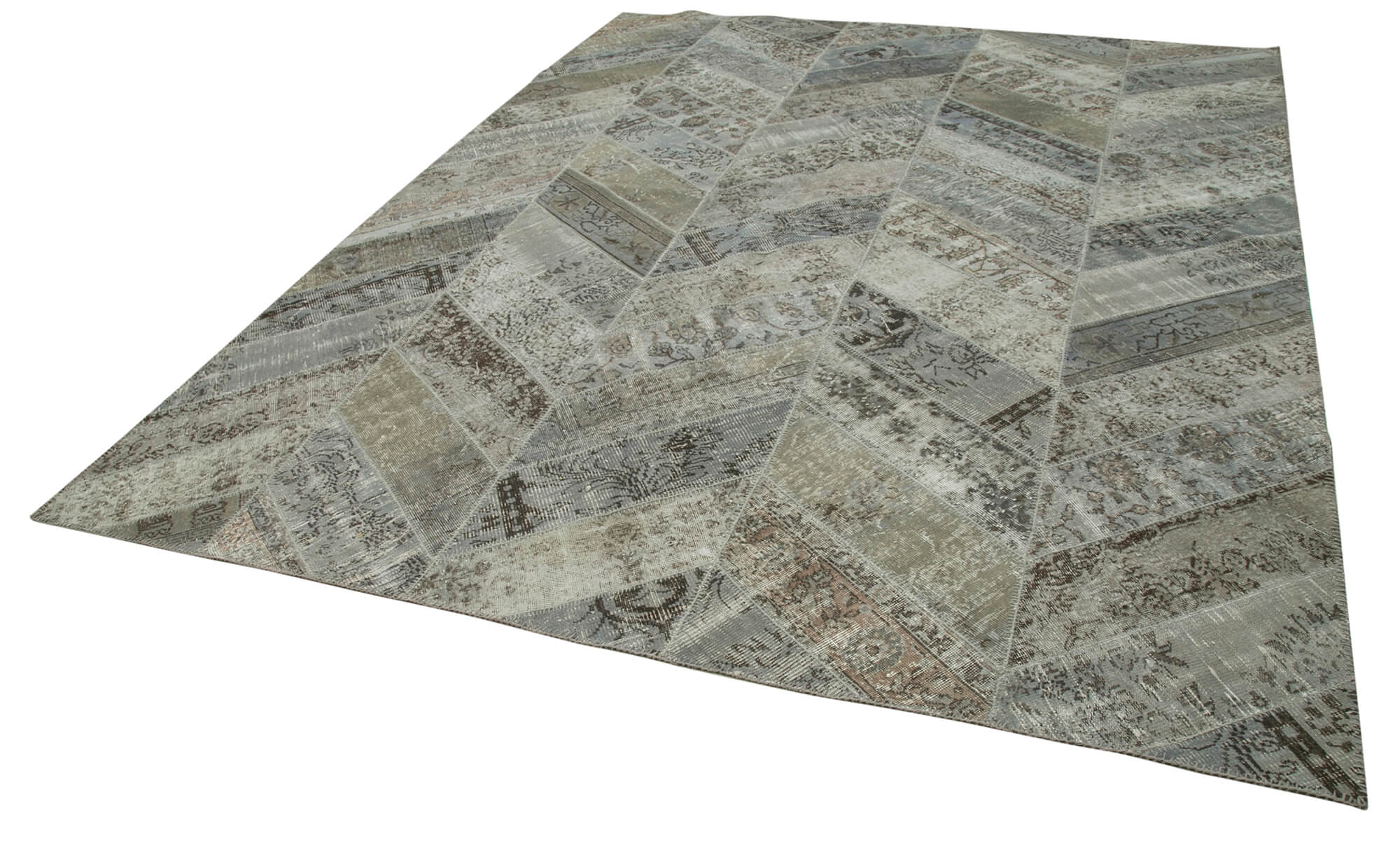 Handmade Patchwork Rug - Kirk Yama Grey Cotton Wool Area Rug 9'0'' x 12'2''