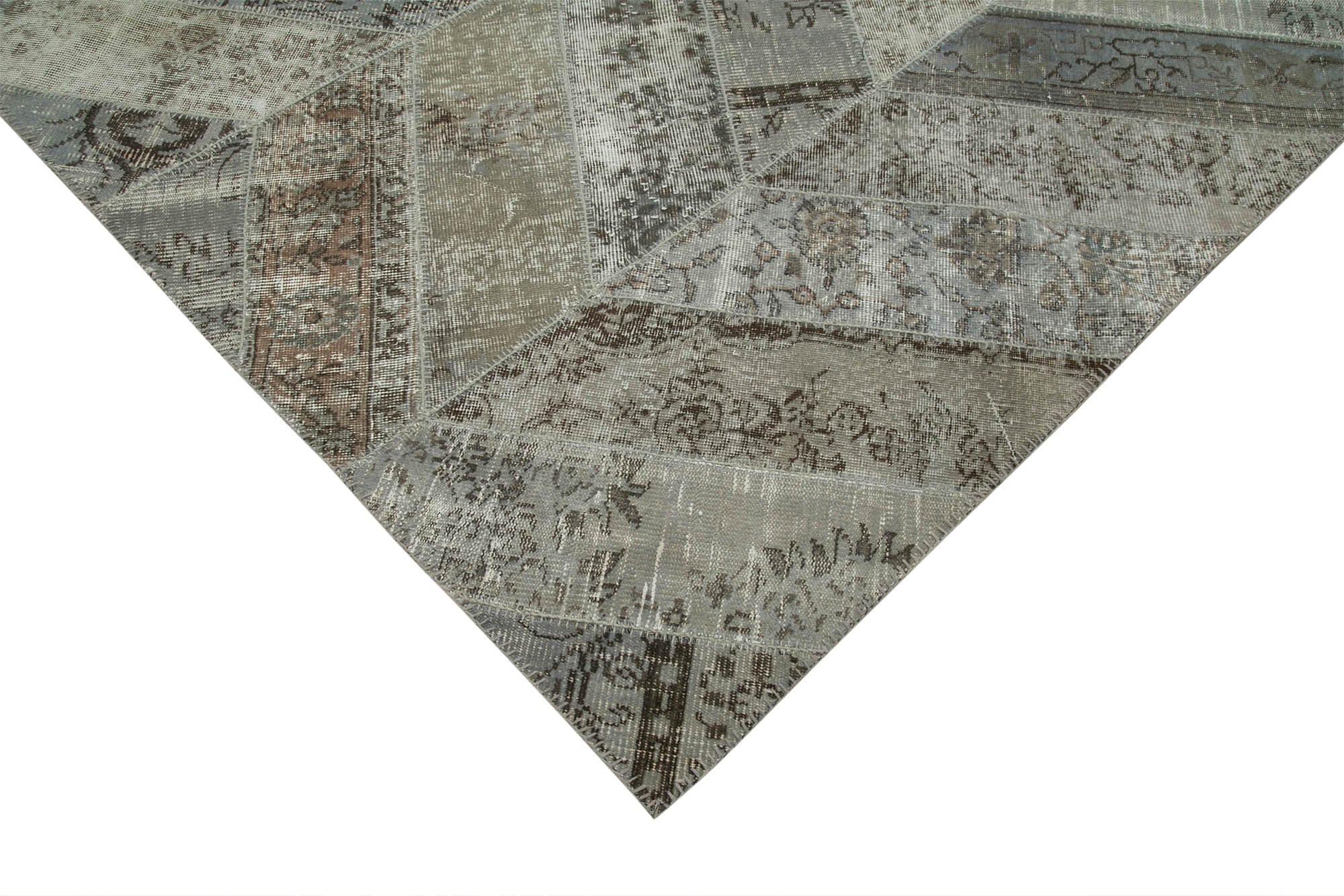 Handmade Patchwork Rug - Kirk Yama Grey Cotton Wool Area Rug 9'0'' x 12'2''