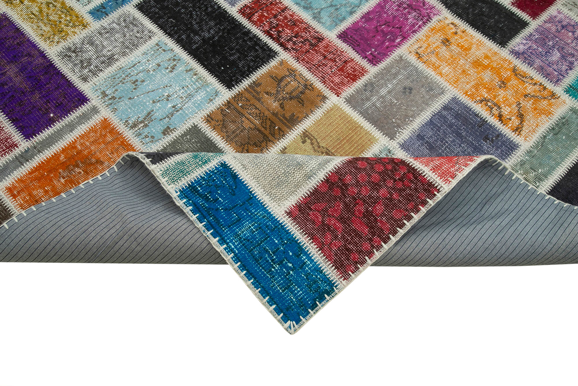 Handmade Patchwork Area Rug - Kirk Yama Grey Cotton Wool Rug 8'8''x11'9'' by Agacan
