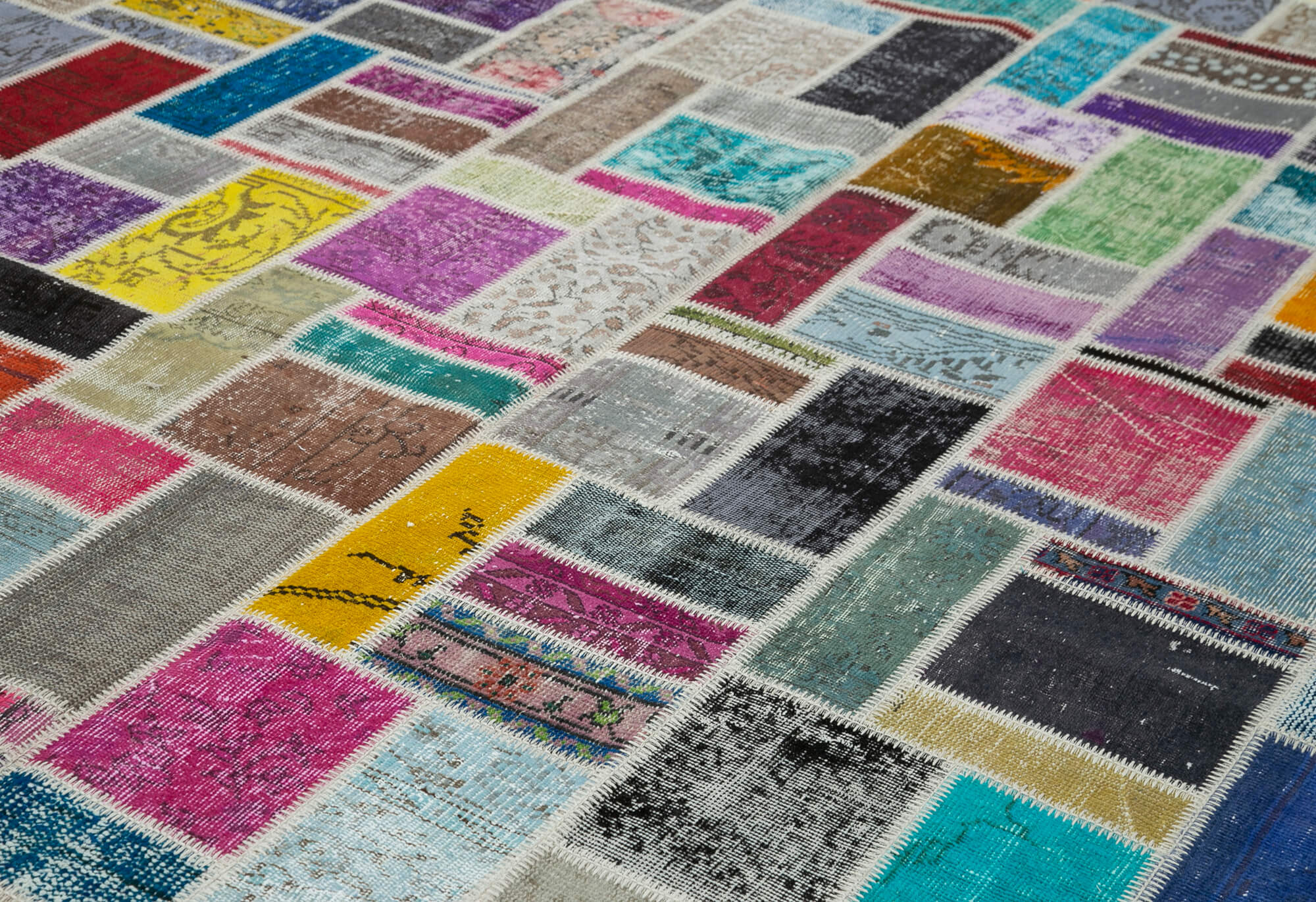 Handmade Patchwork Rug - Kirk Yama Grey Cotton Wool Area Rug 8'8''x11'10''