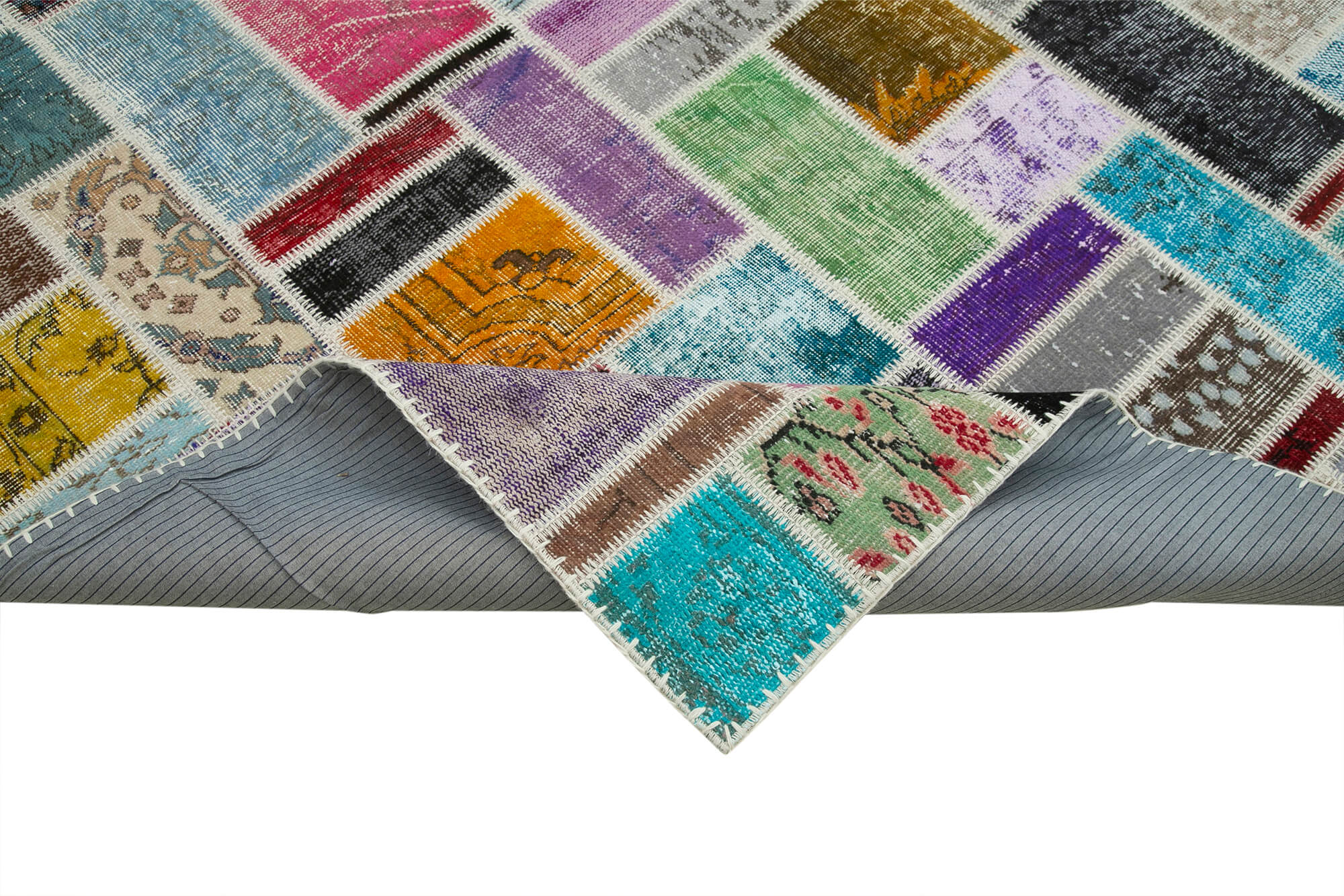 Handmade Patchwork Rug - Kirk Yama Grey Cotton Wool Area Rug 8'8''x11'10''