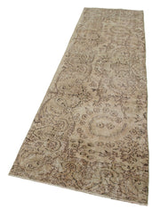 Vintage Wool Area Rug – Handmade Cotton Wool Rug | Overdyed Neutral Beige 2'9''x9'6''