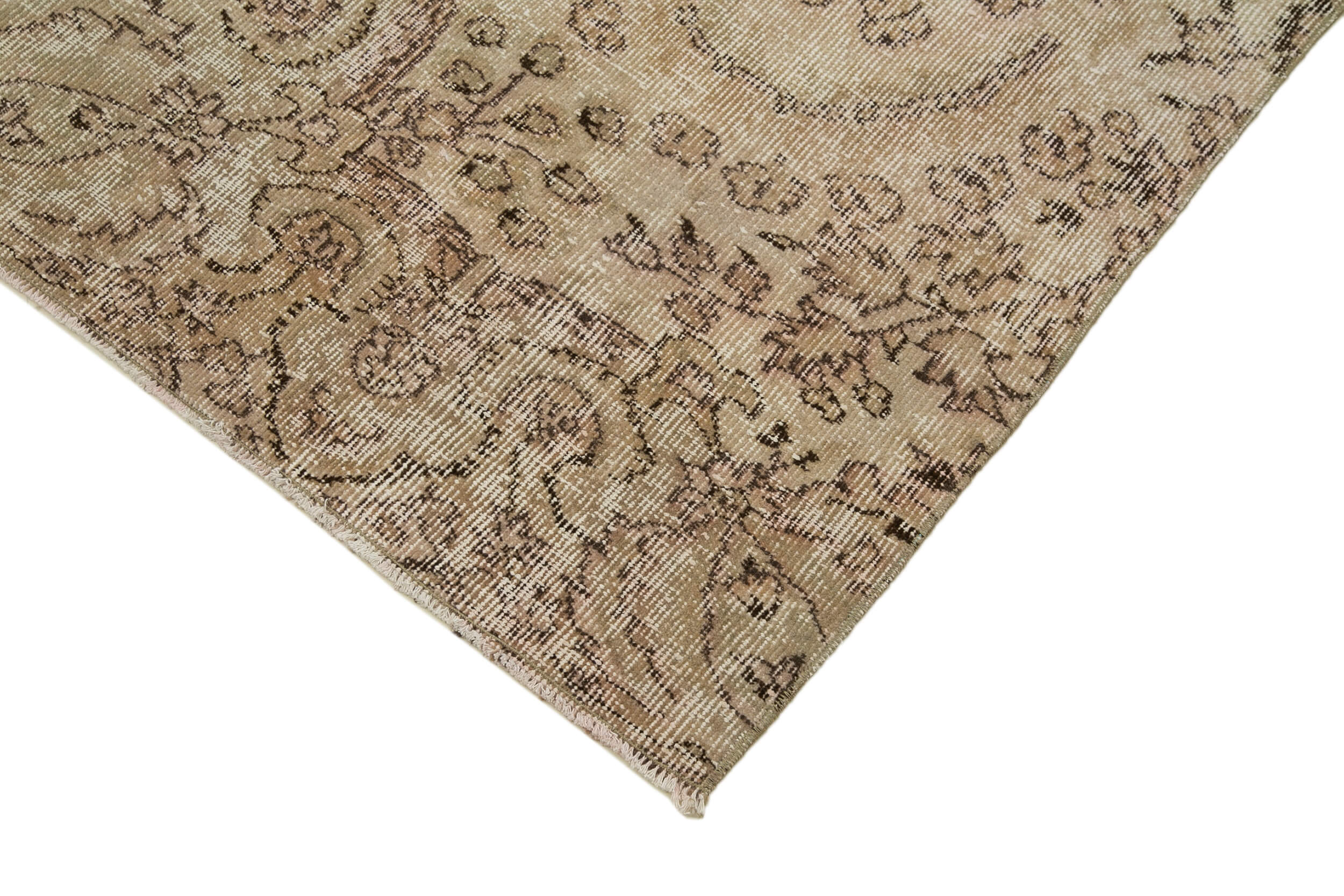 Vintage Wool Area Rug – Handmade Cotton Wool Rug | Overdyed Neutral Beige 2'9''x9'6''