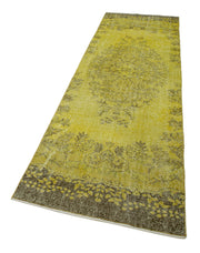Handmade Vintage Area Rug - Overdyed Wool Rug, Yellow Cotton Wool Carpet 2'11''x9'9''