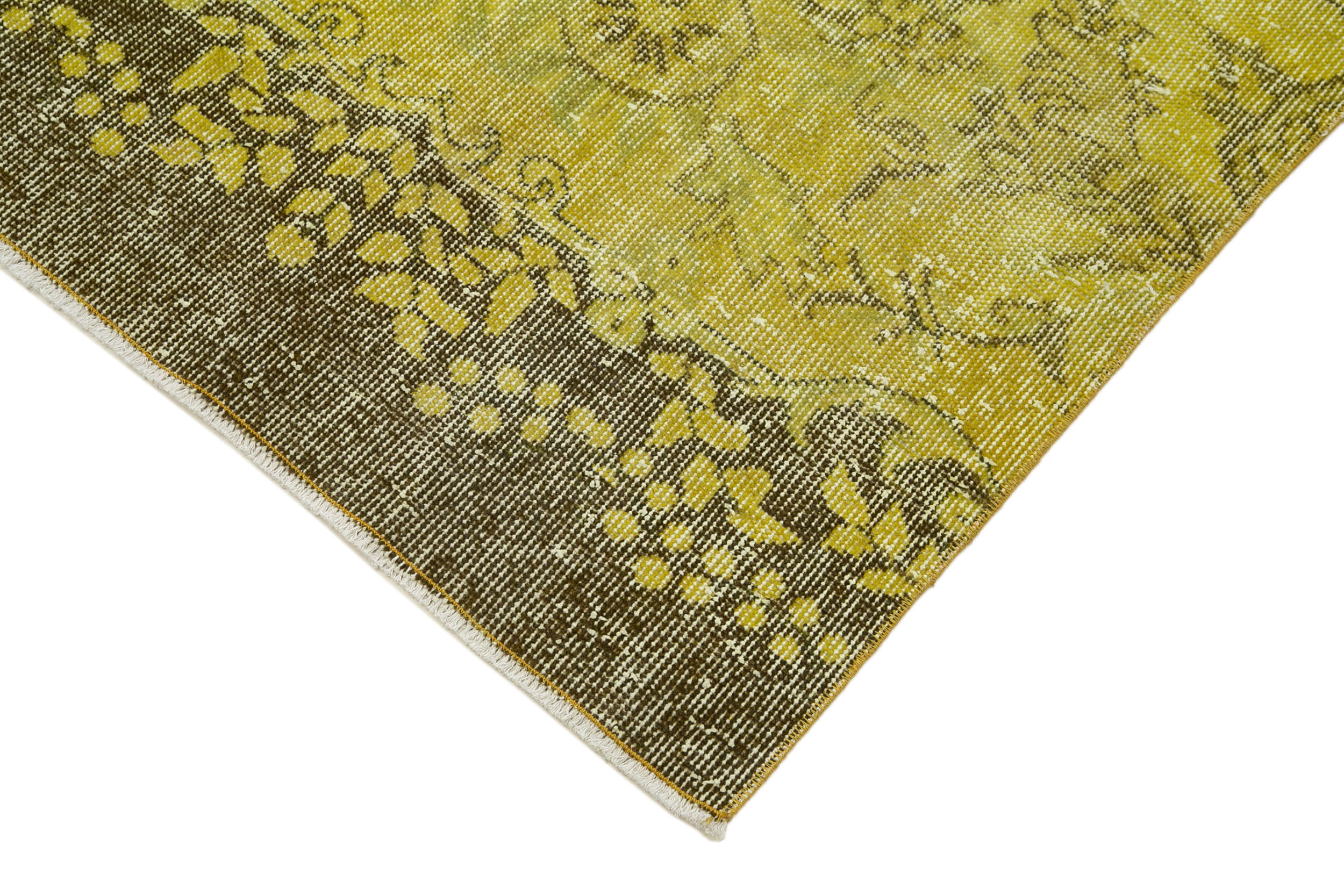 Handmade Vintage Area Rug - Overdyed Wool Rug, Yellow Cotton Wool Carpet 2'11''x9'9''