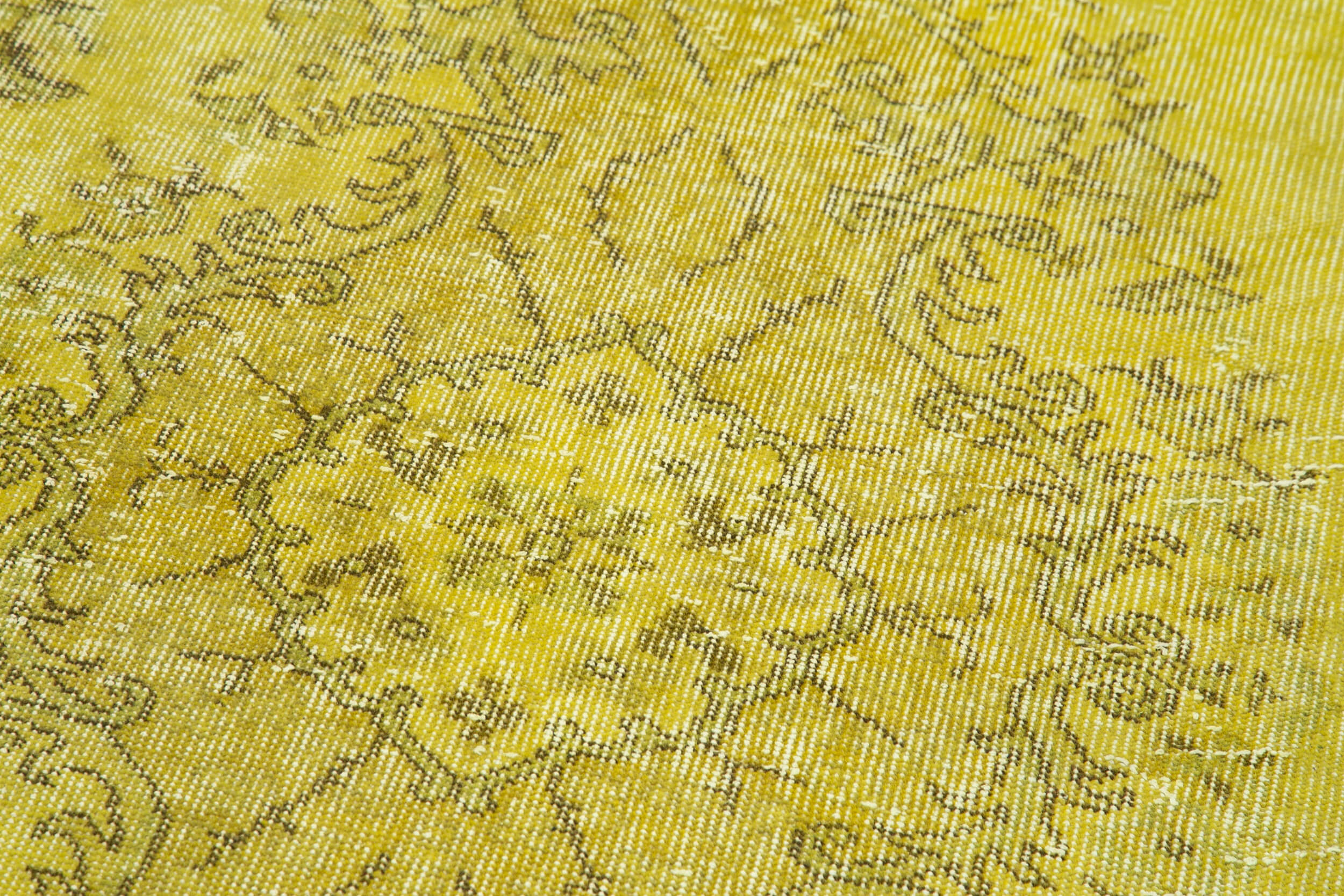 Handmade Vintage Area Rug - Overdyed Wool Rug, Yellow Cotton Wool Carpet 2'11''x9'9''