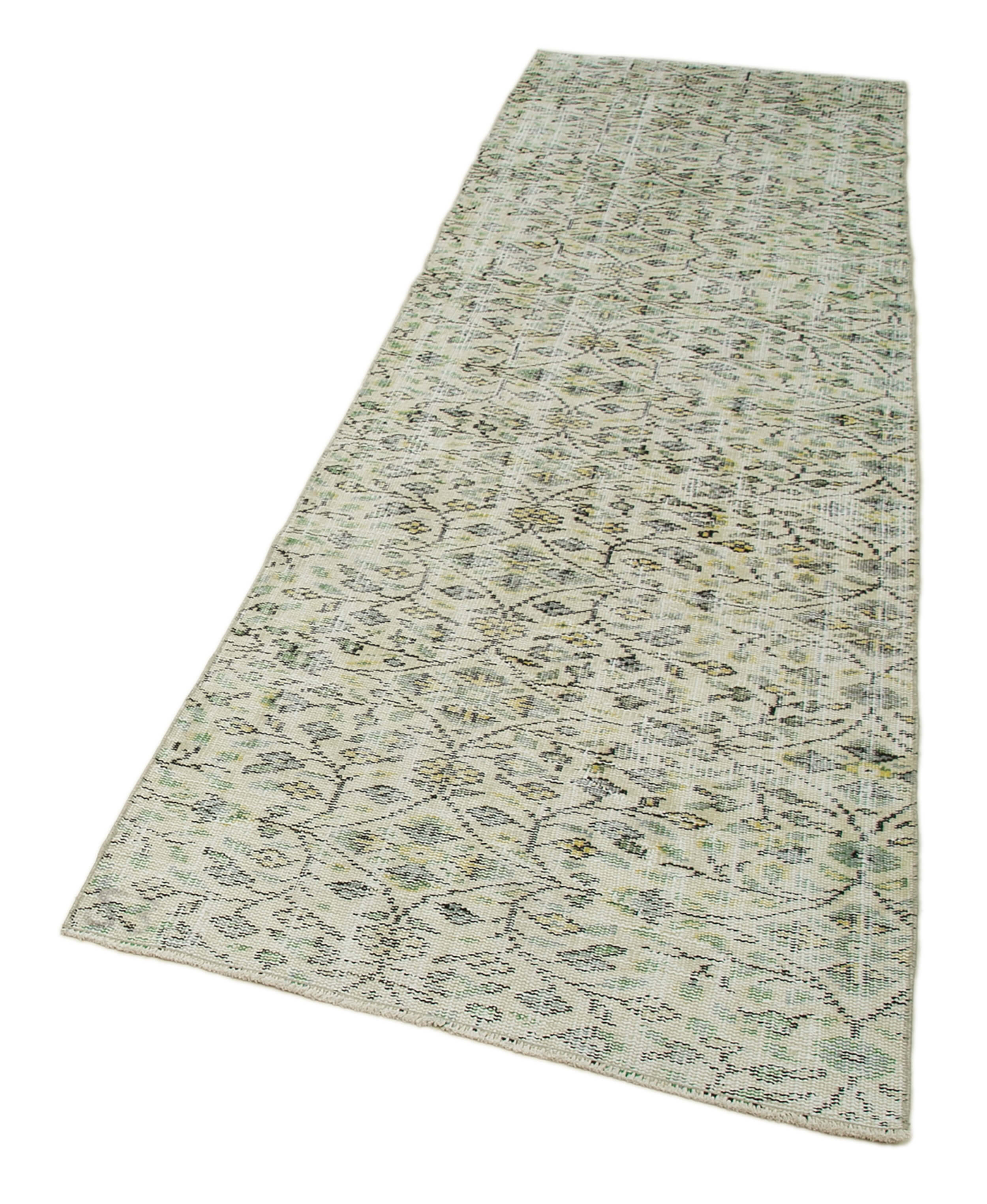 Vintage Handmade Area Rug – Overdyed Beige Turkish Cotton Wool Carpet 2'11''x10'