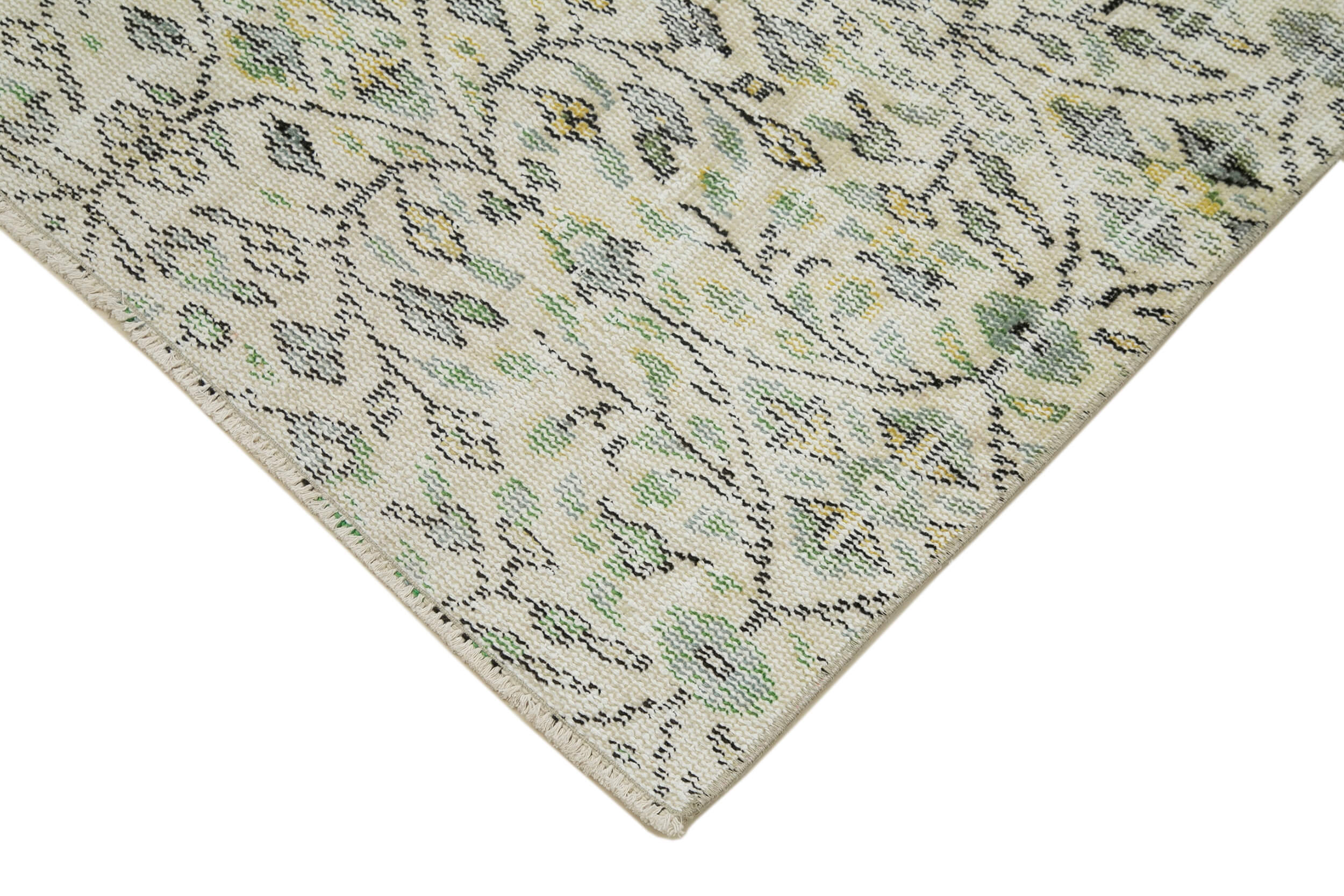 Vintage Handmade Area Rug – Overdyed Beige Turkish Cotton Wool Carpet 2'11''x10'