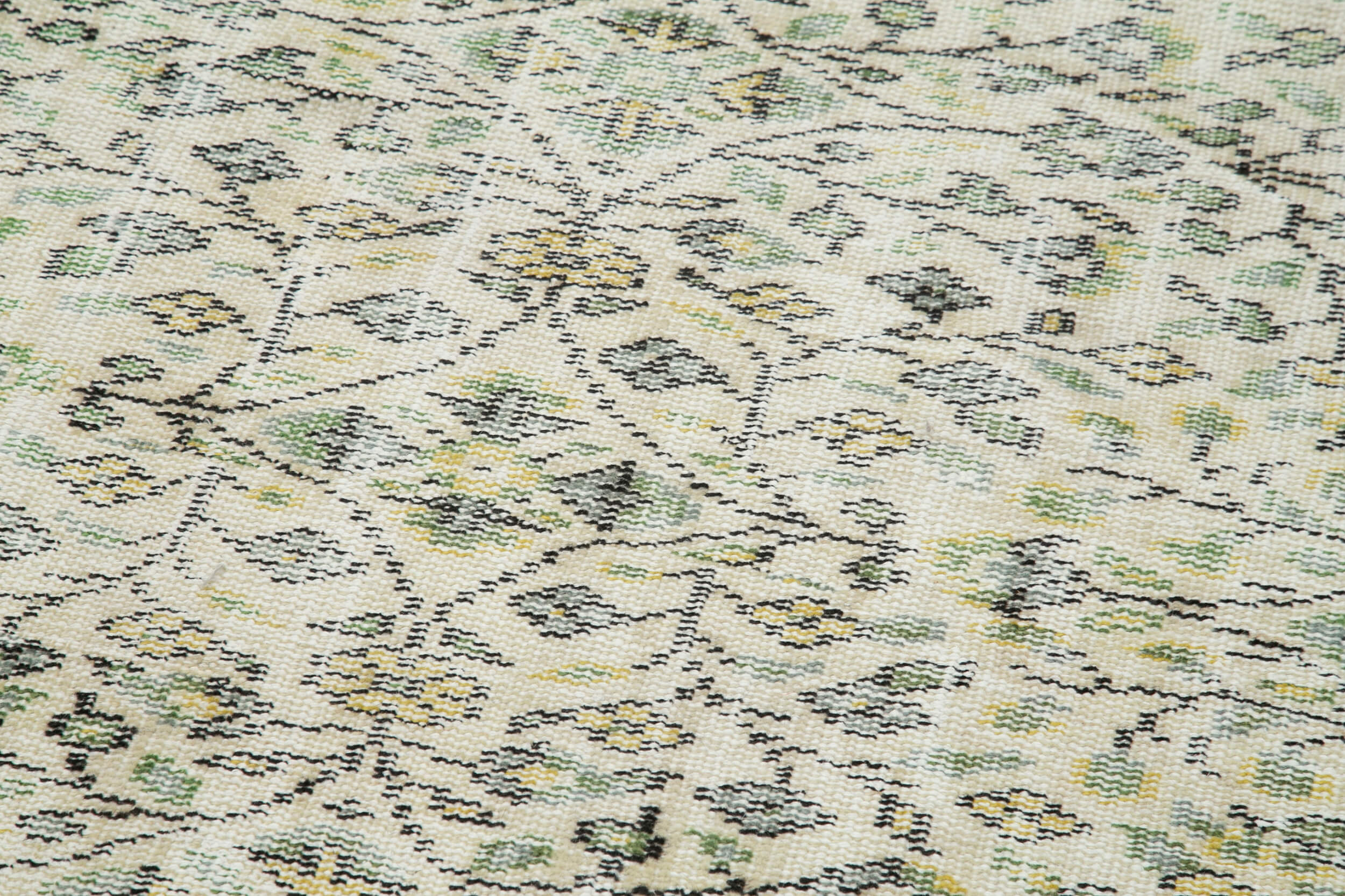 Vintage Handmade Area Rug – Overdyed Beige Turkish Cotton Wool Carpet 2'11''x10'