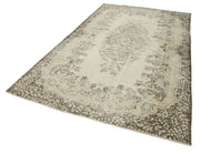 Handmade Wool Area Rug – Vintage Cotton Rug, Beige Turkish Wool Carpet 5'11''x10'6''