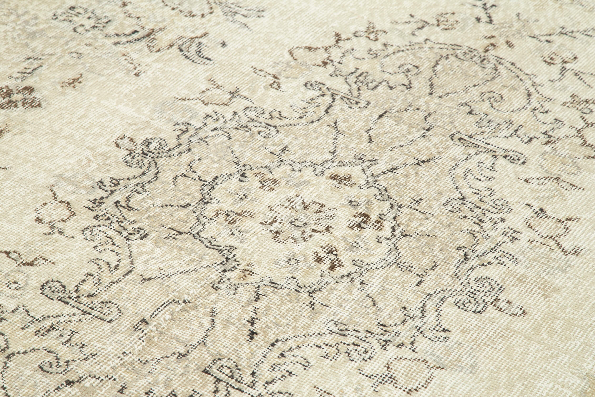 Handmade Wool Area Rug – Vintage Cotton Rug, Beige Turkish Wool Carpet 5'11''x10'6''