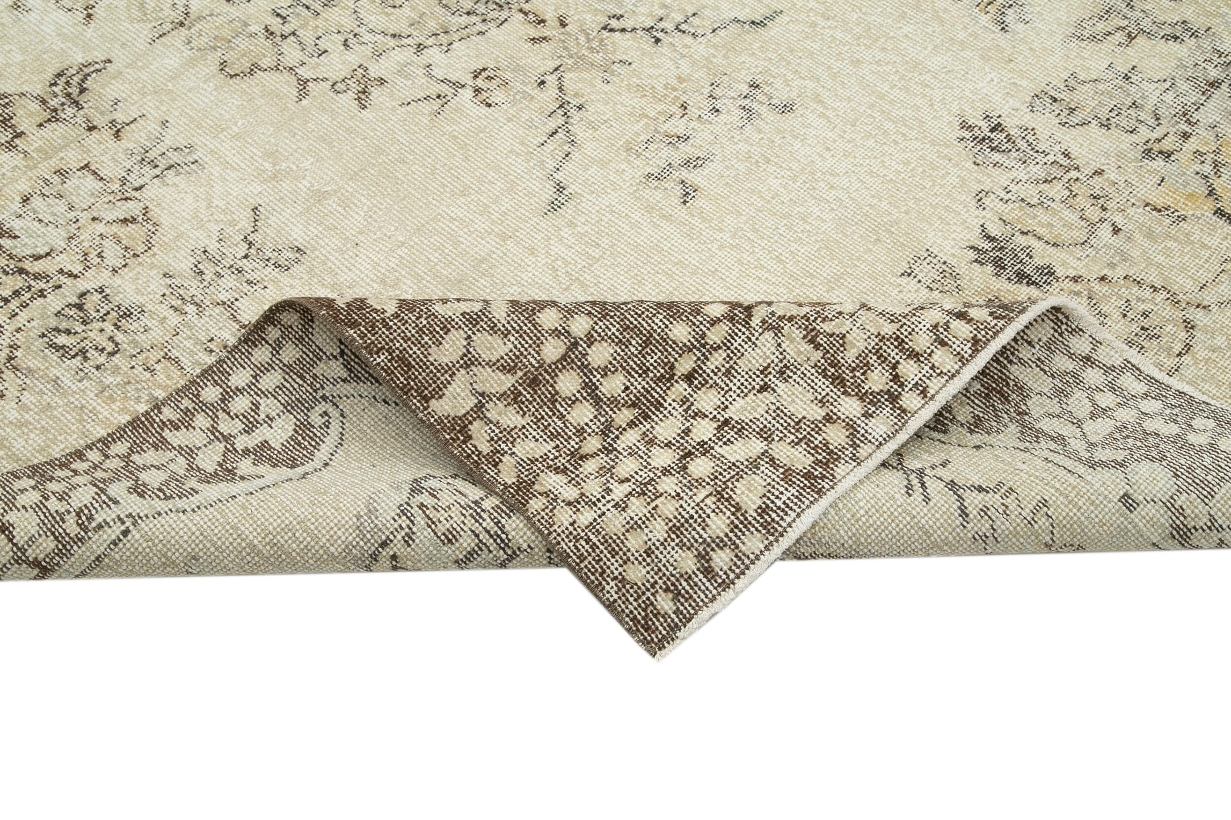 Handmade Wool Area Rug – Vintage Cotton Rug, Beige Turkish Wool Carpet 5'11''x10'6''