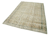 Handmade Wool Area Rug – Vintage Cotton Rug | Beige Wool Carpet 5'10" x 8'9"