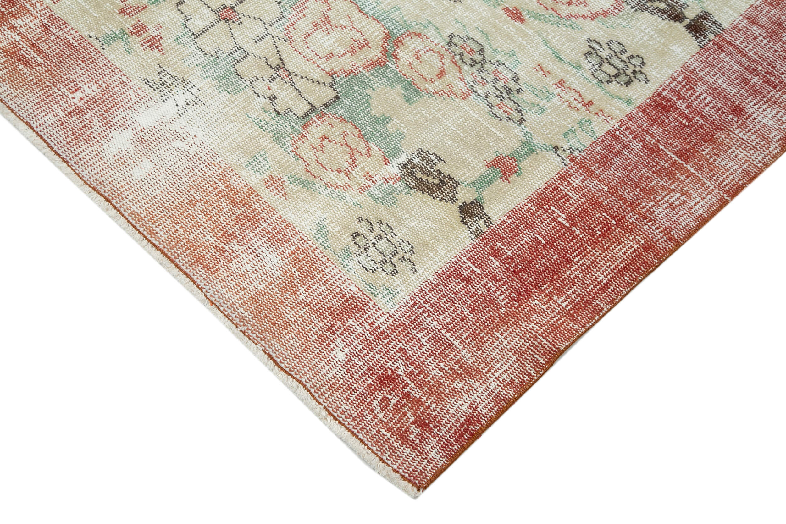 Handmade Wool Area Rug - Vintage Cotton Rug Beige 5'10'' x 9'1'' | Traditional Hand Knotted