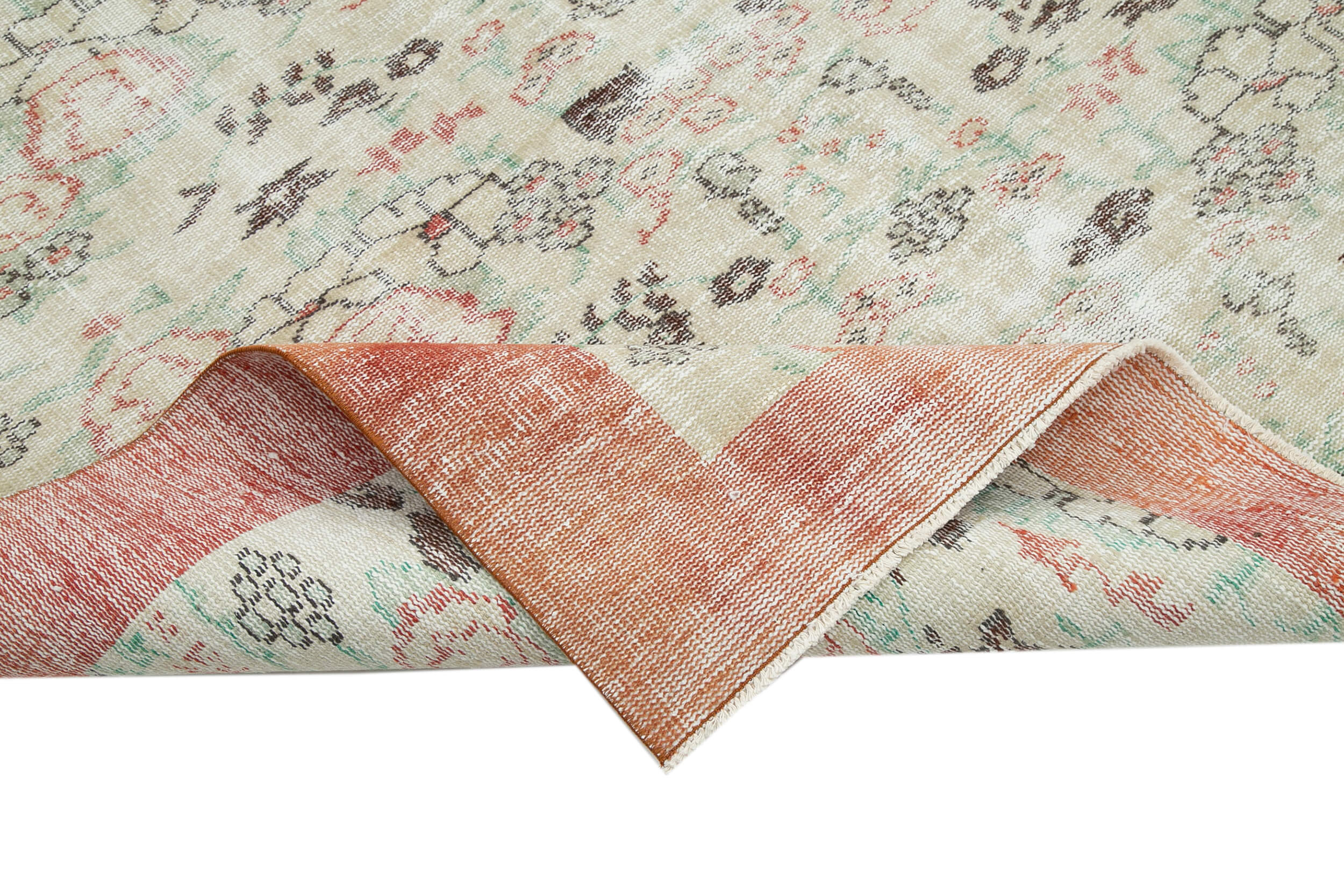 Handmade Wool Area Rug - Vintage Cotton Rug Beige 5'10'' x 9'1'' | Traditional Hand Knotted