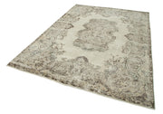 Handmade Wool Area Rug – Vintage Cotton Rug 6'6'' x 8'10'' Beige Classic Woven Carpet