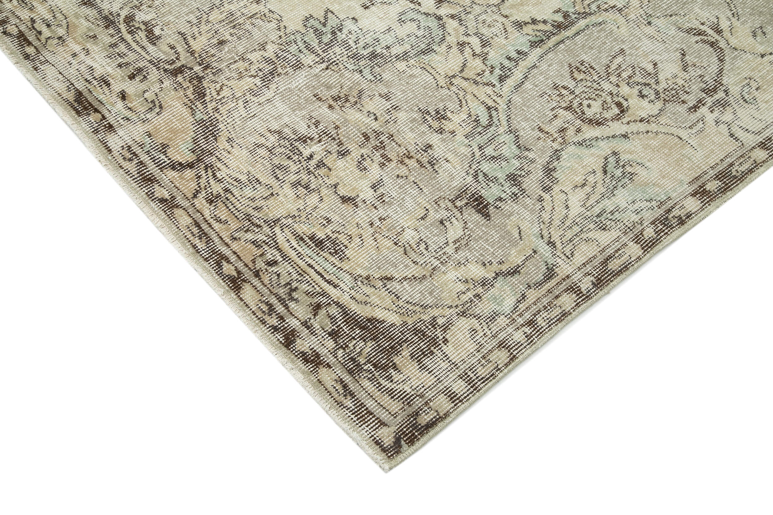 Handmade Wool Area Rug – Vintage Cotton Rug 6'6'' x 8'10'' Beige Classic Woven Carpet
