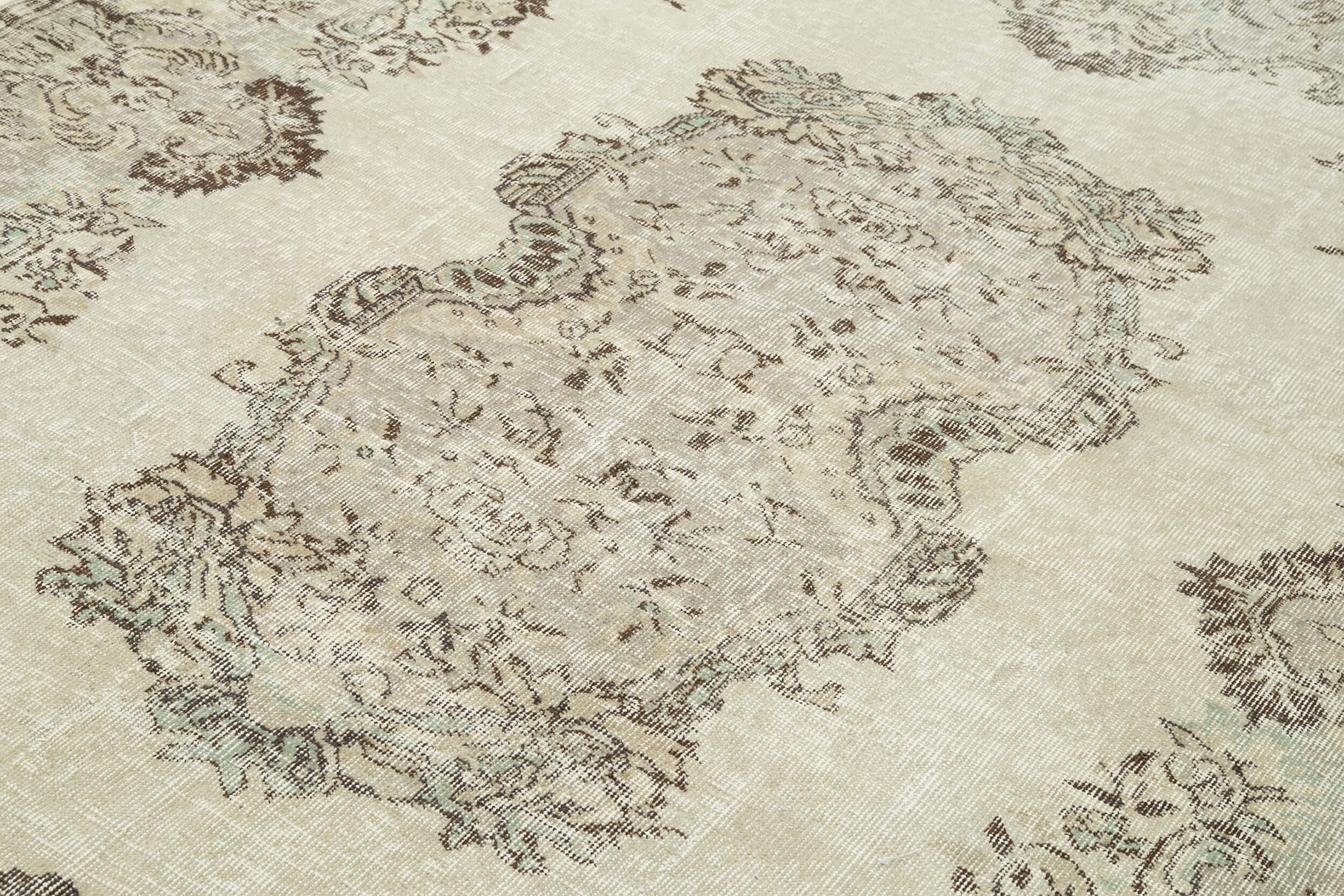 Handmade Wool Area Rug – Vintage Cotton Rug 6'6'' x 8'10'' Beige Classic Woven Carpet