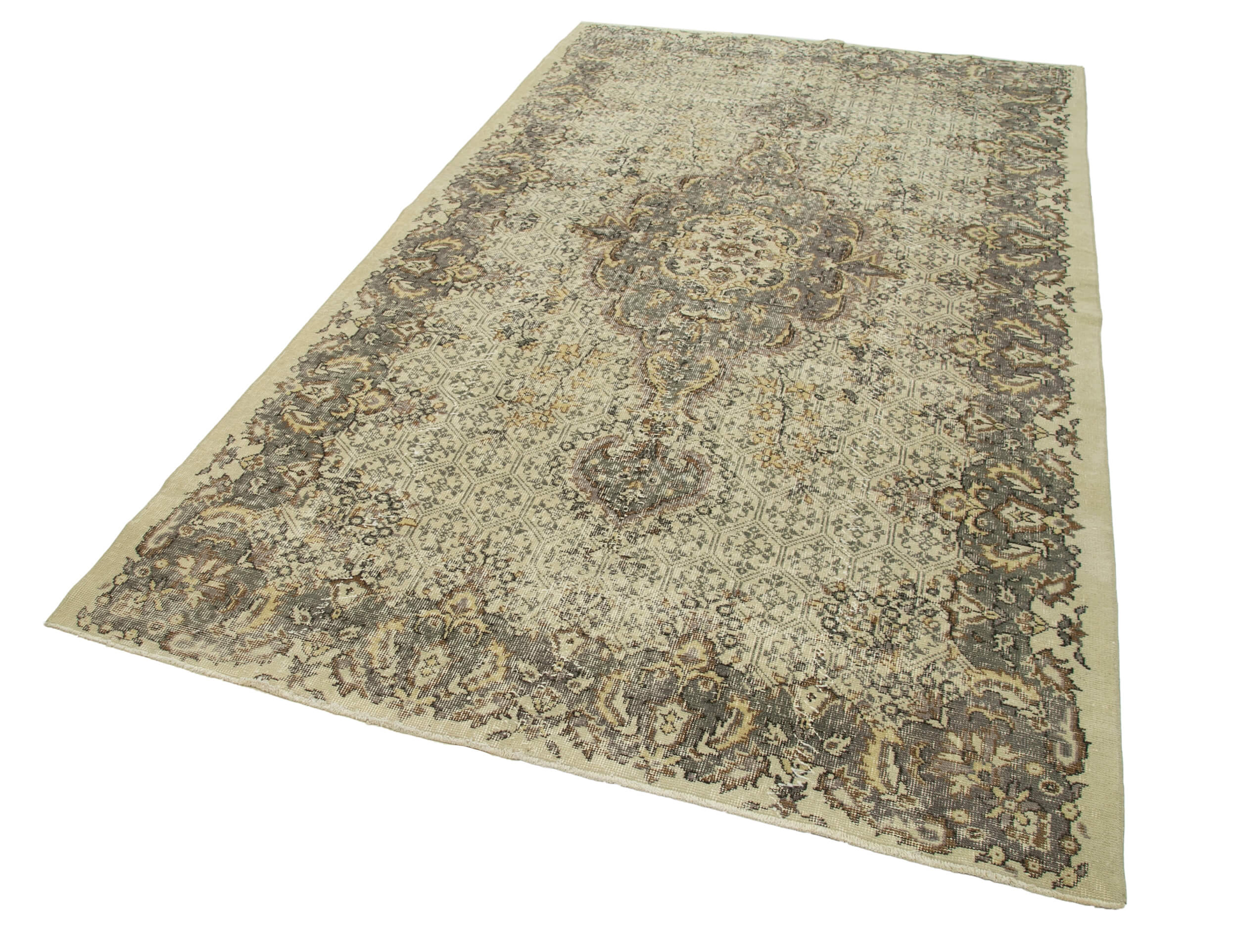 Handmade Wool Area Rug – Vintage Cotton Rug Beige 5'4''x9'3'' Durable Turkish Wool