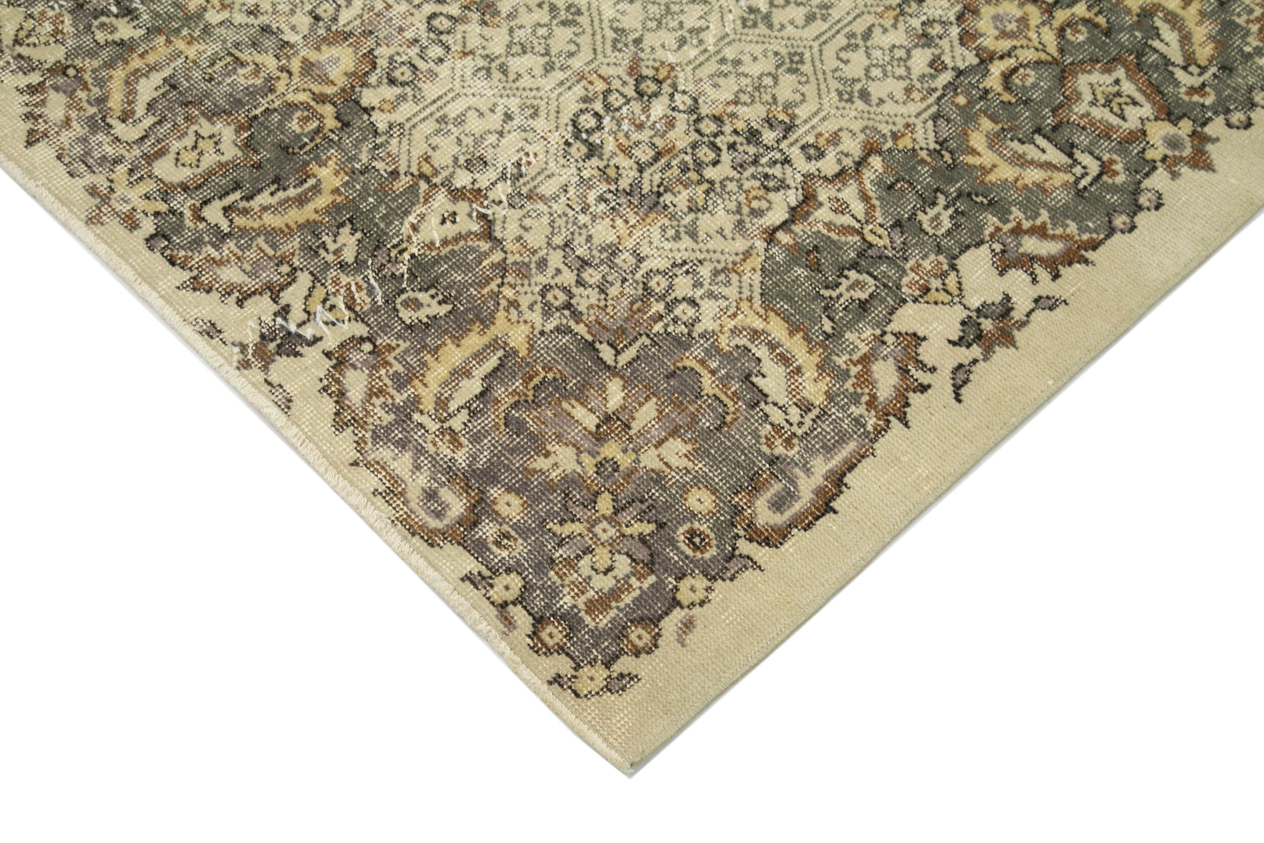 Handmade Wool Area Rug – Vintage Cotton Rug Beige 5'4''x9'3'' Durable Turkish Wool