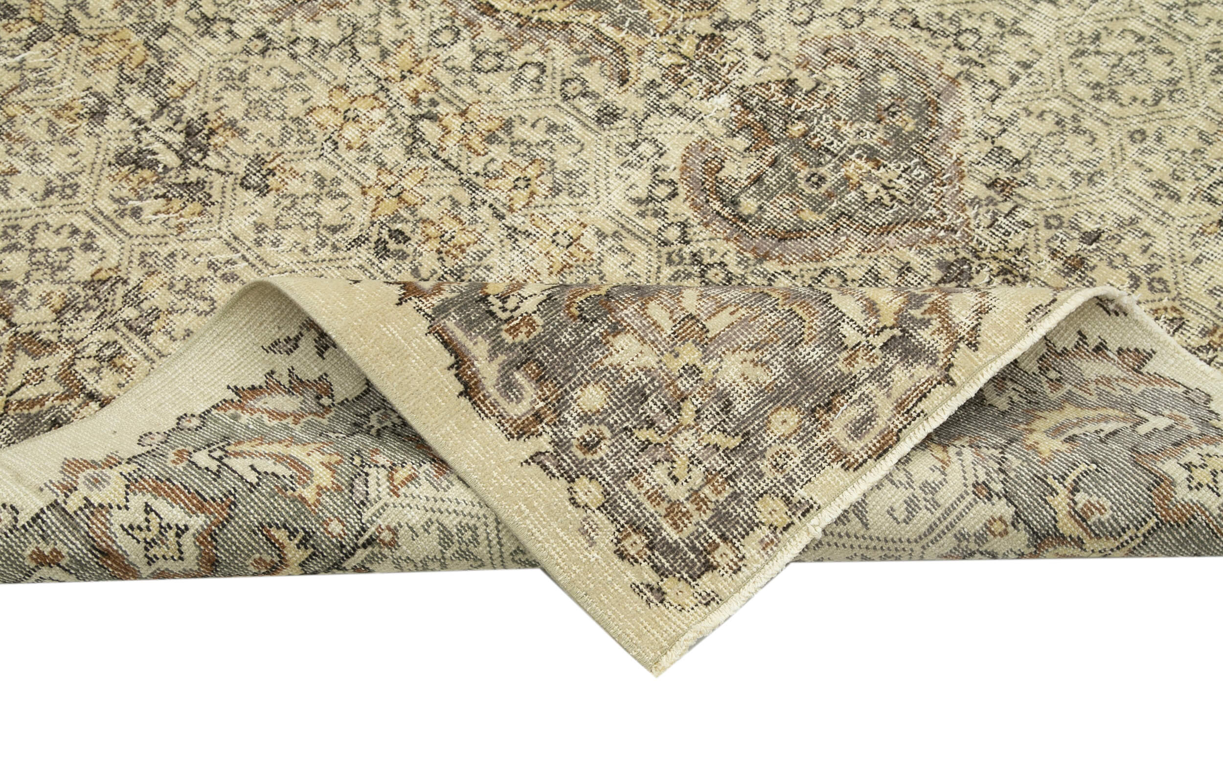 Handmade Wool Area Rug – Vintage Cotton Rug Beige 5'4''x9'3'' Durable Turkish Wool