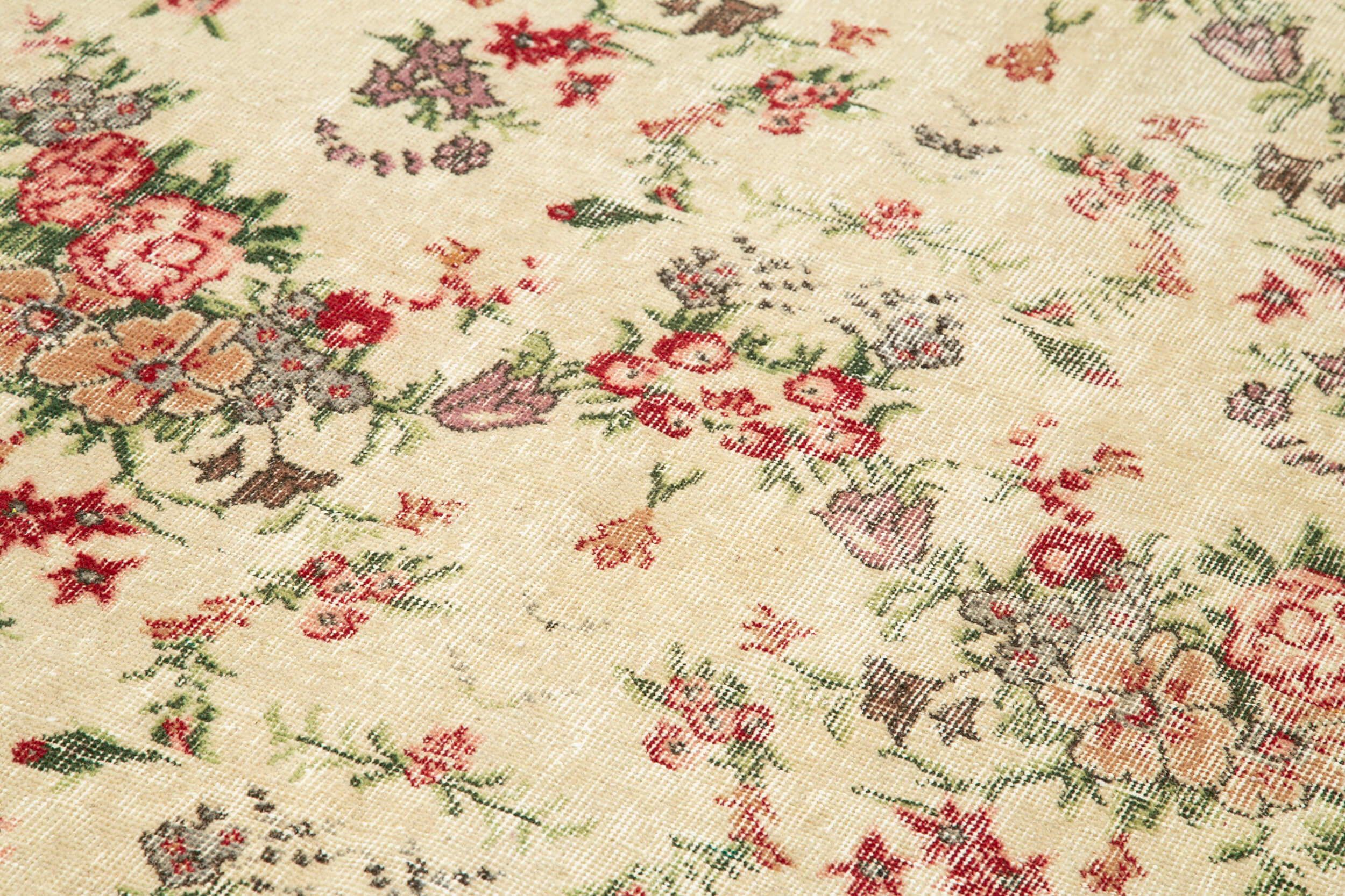 Handmade Vintage Area Rug - Beige Wool Carpet 5'2''x8'4'' | Durable Cotton Wool Blend