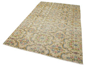 Handmade Wool Area Rug – Vintage Cotton Rug 5'3''x8'9'' | Neutral Beige Durable Carpet