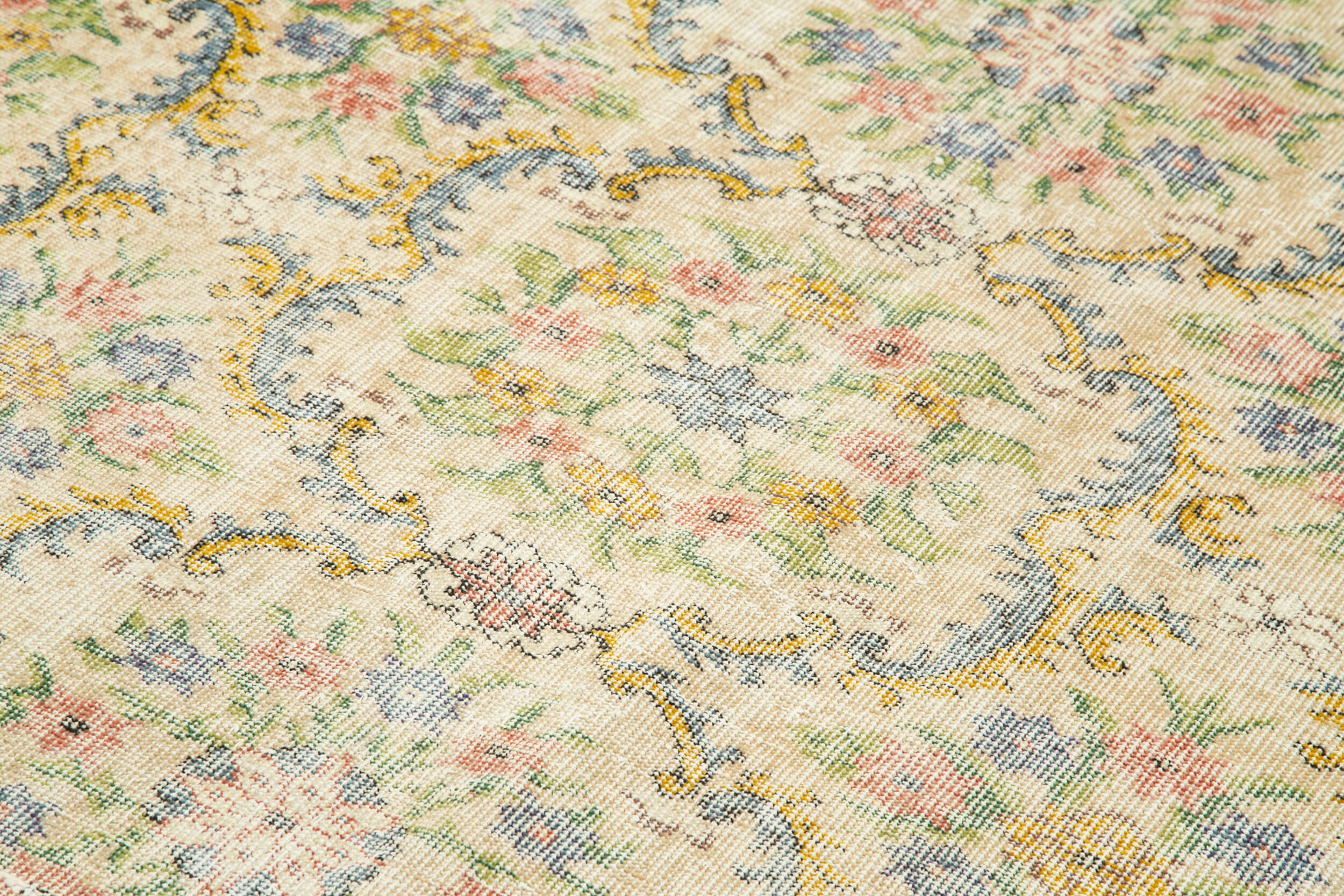 Handmade Wool Area Rug – Vintage Cotton Rug 5'3''x8'9'' | Neutral Beige Durable Carpet