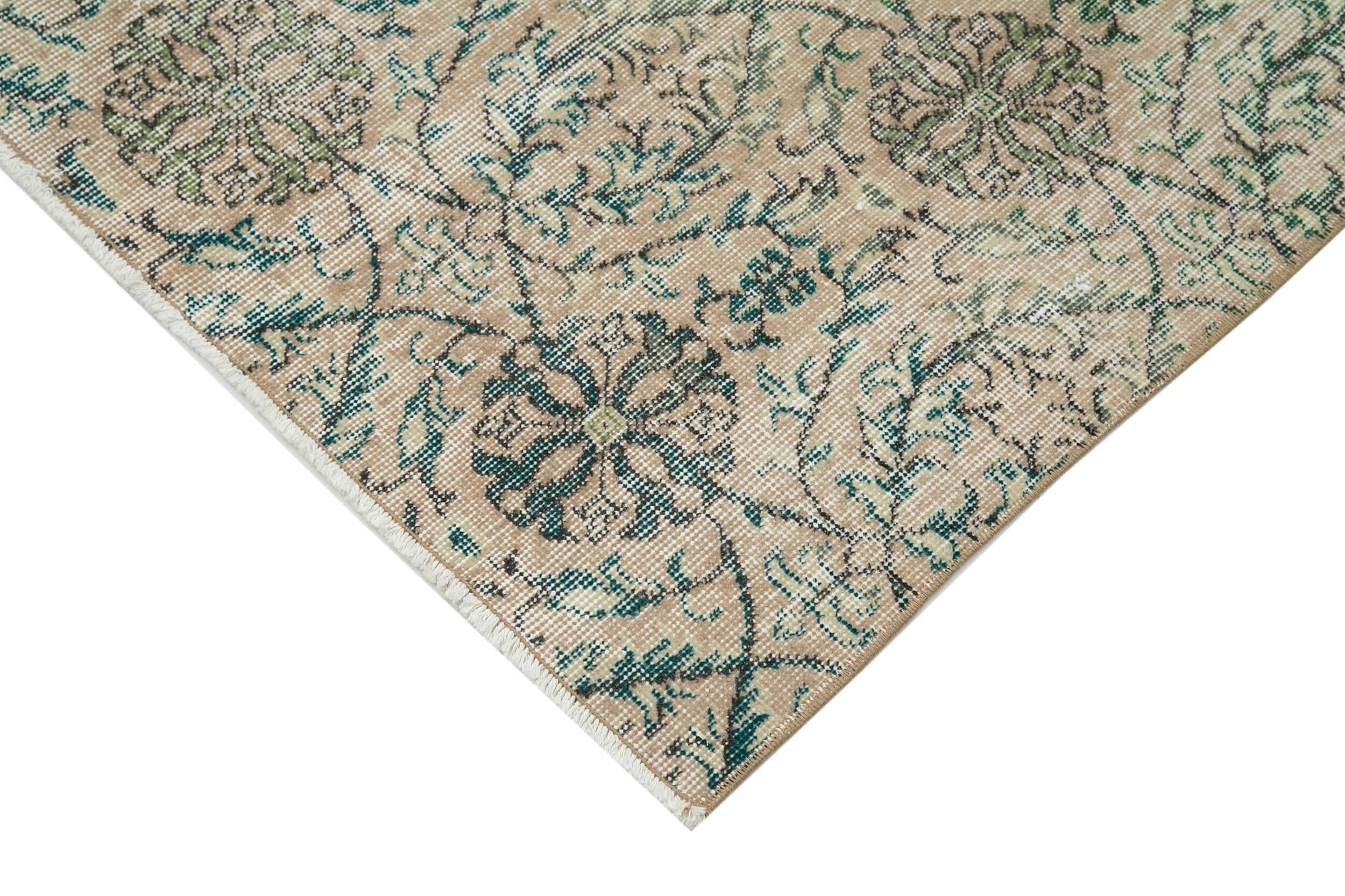 Handmade Wool Area Rug - Vintage Cotton Rug, Beige Soft Cotton Carpet 5'1"x7'1"