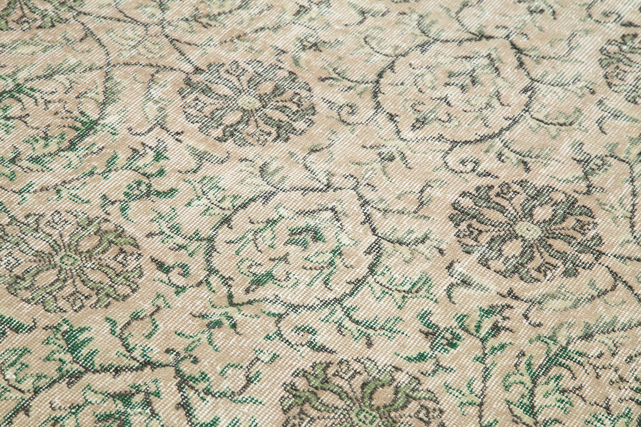 Handmade Wool Area Rug - Vintage Cotton Rug, Beige Soft Cotton Carpet 5'1"x7'1"
