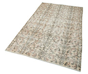 Handmade Wool Area Rug - Vintage Cotton Rug 4'6''x7'10'' | Neutral Beige Turkish Carpet