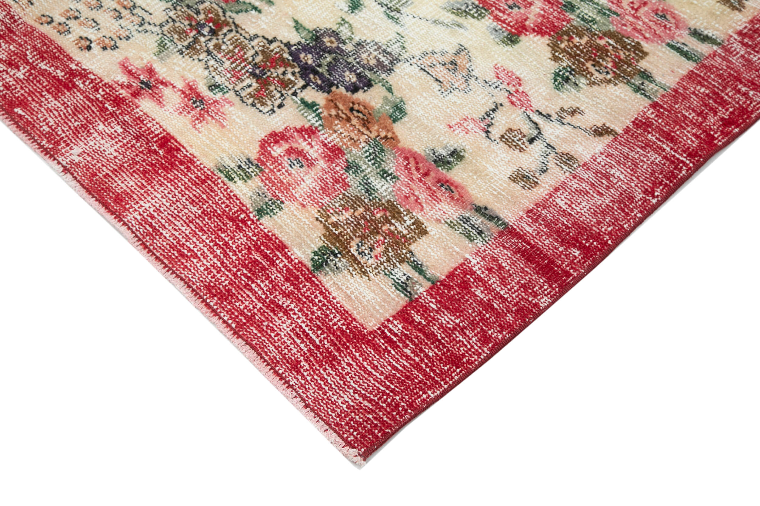 Handmade Wool Area Rug – Vintage Cotton Rug Beige 5'3''x8'7'' | Hand Woven Carpet