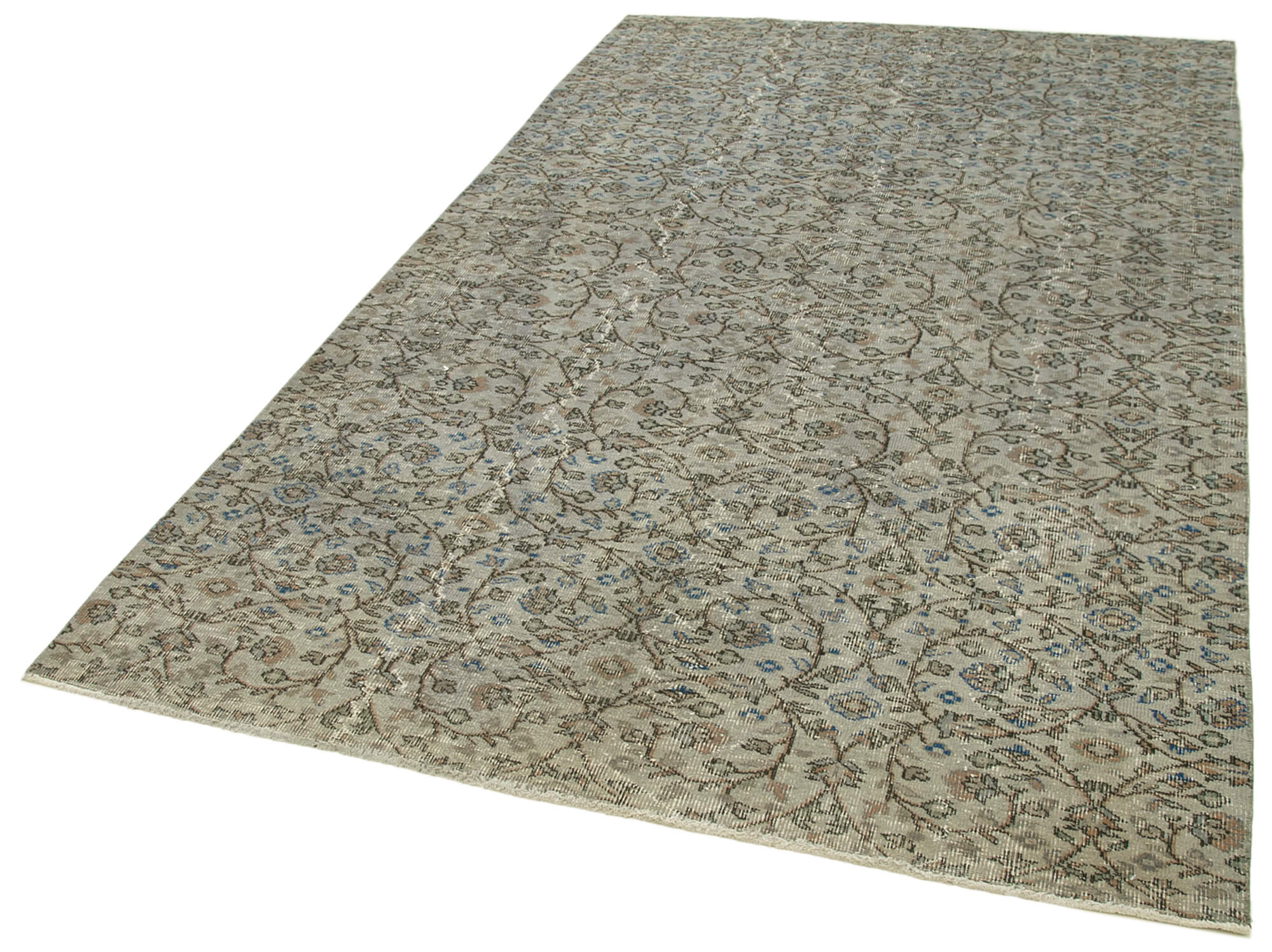 Vintage Wool Area Rug – Handmade Cotton Rug, Overdyed Vintage Carpet 5'2''x8'8''