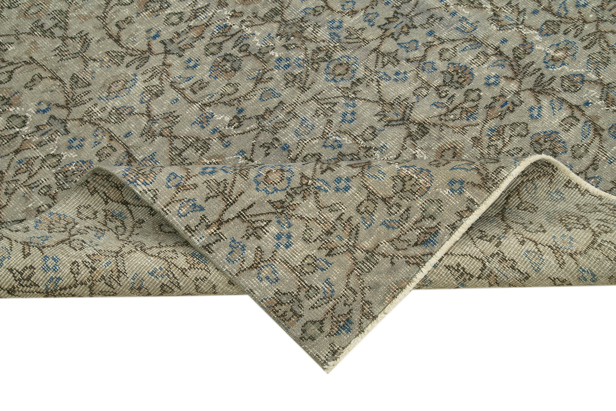 Vintage Wool Area Rug – Handmade Cotton Rug, Overdyed Vintage Carpet 5'2''x8'8''