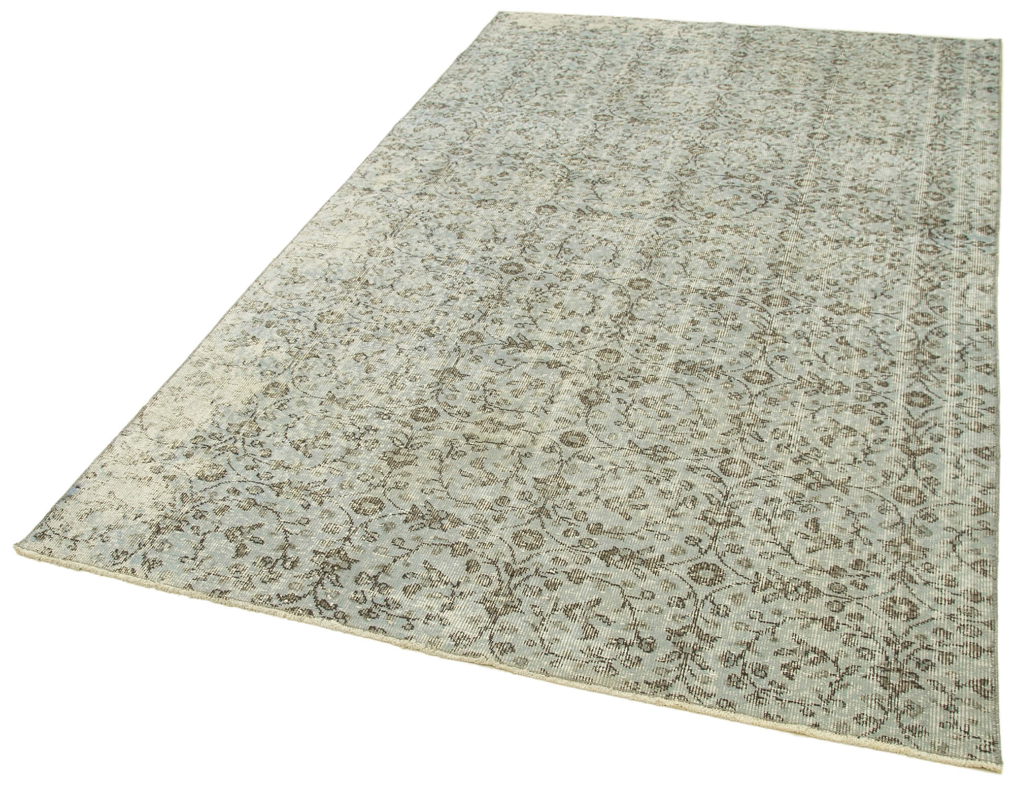 Handmade Vintage Area Rug - Overdyed Blue Rug With Soft Wool Texture 5'2''x8'6''