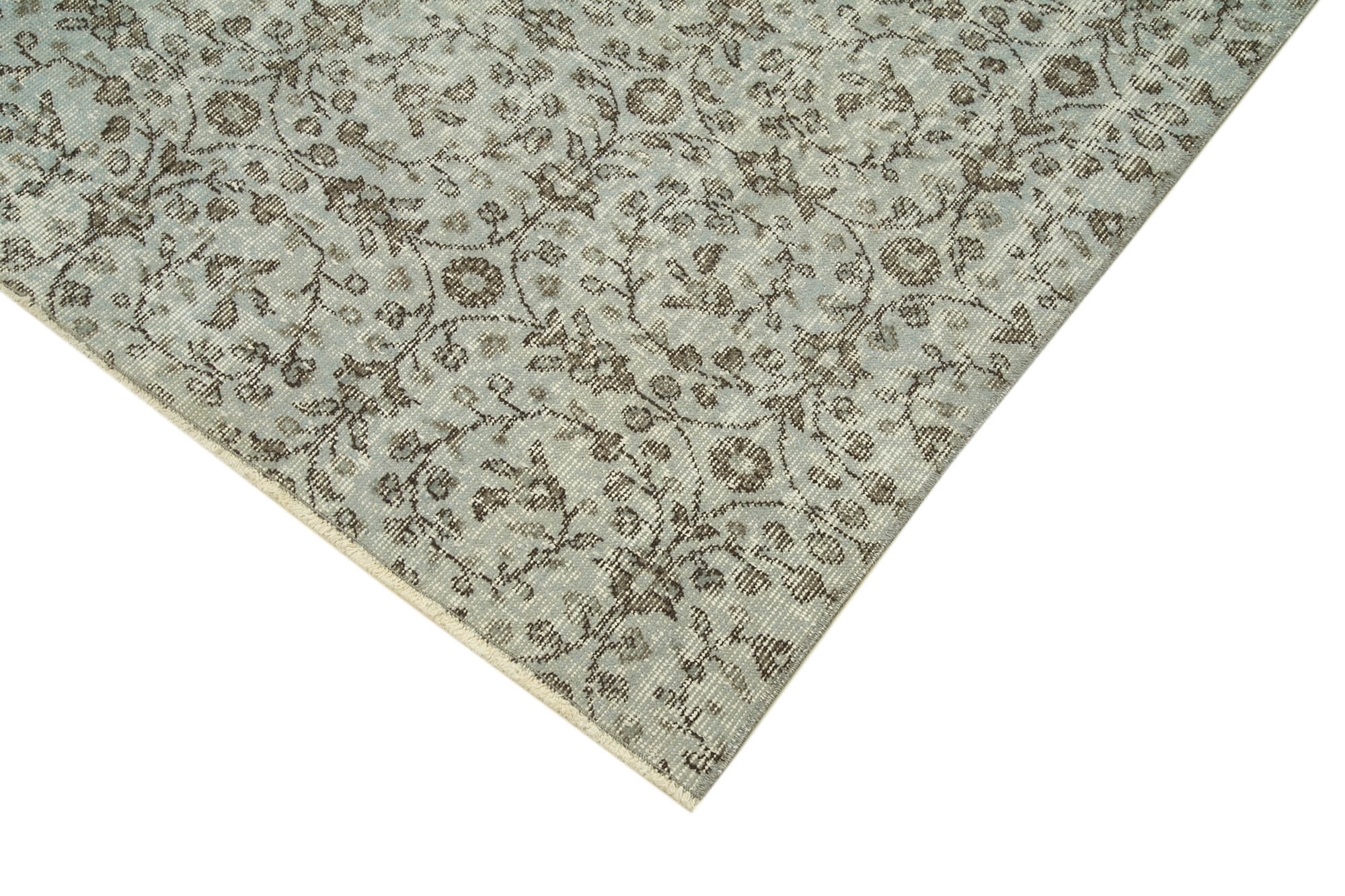 Handmade Vintage Area Rug - Overdyed Blue Rug With Soft Wool Texture 5'2''x8'6''