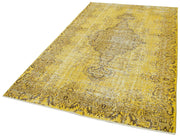 Vintage Wool Area Rug – Overdyed Yellow Handmade Cotton Wool Carpet 5'3" x 8'6"
