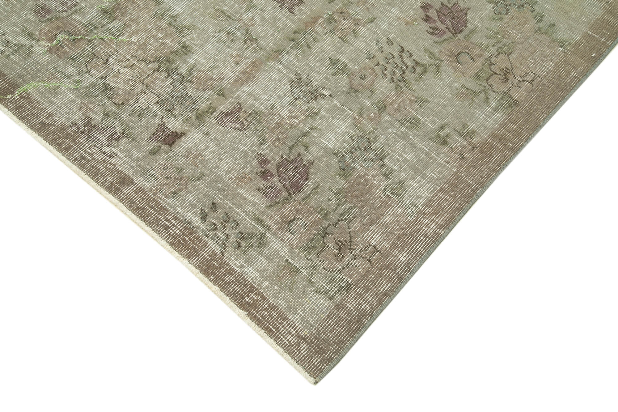 Vintage Wool Area Rug - Handcrafted Turkish Overdyed Grey Cotton Carpet 5'3''x8'2''