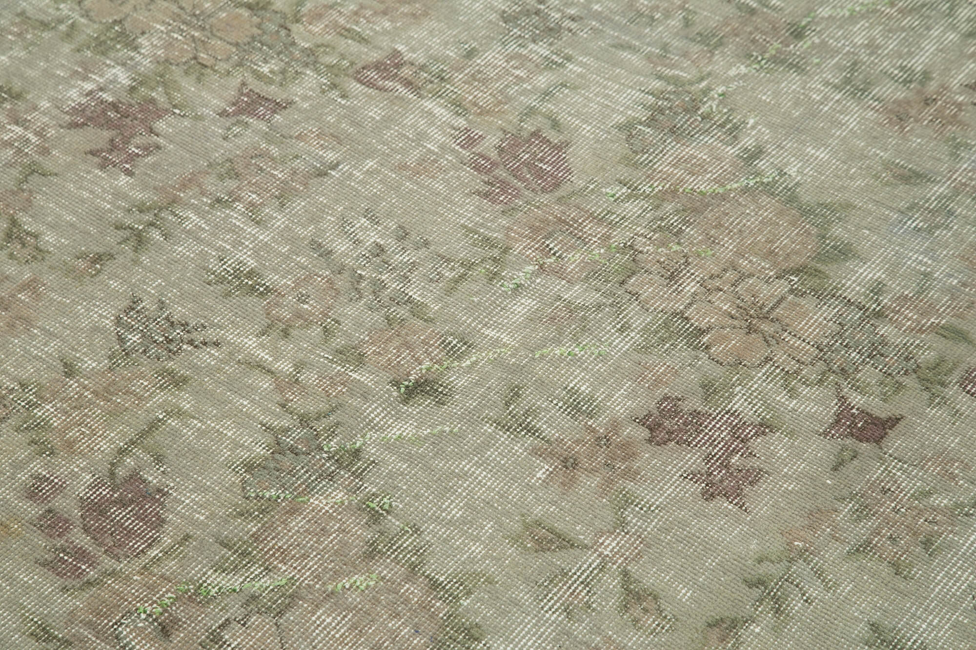 Vintage Wool Area Rug - Handcrafted Turkish Overdyed Grey Cotton Carpet 5'3''x8'2''