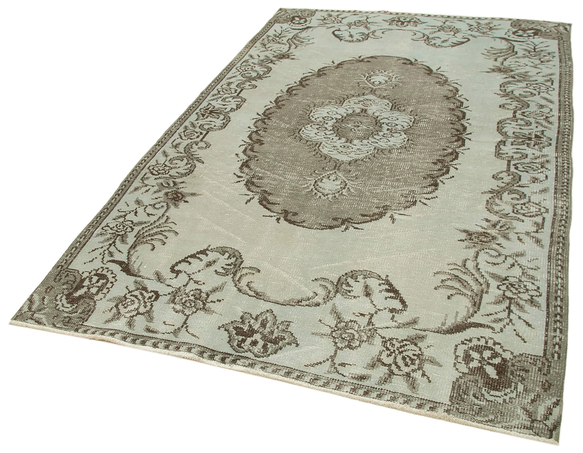 Vintage Wool Area Rug – Handmade Overdyed Vintage Carpet, Soft Wool Floor Covering 5'2''x8'6''