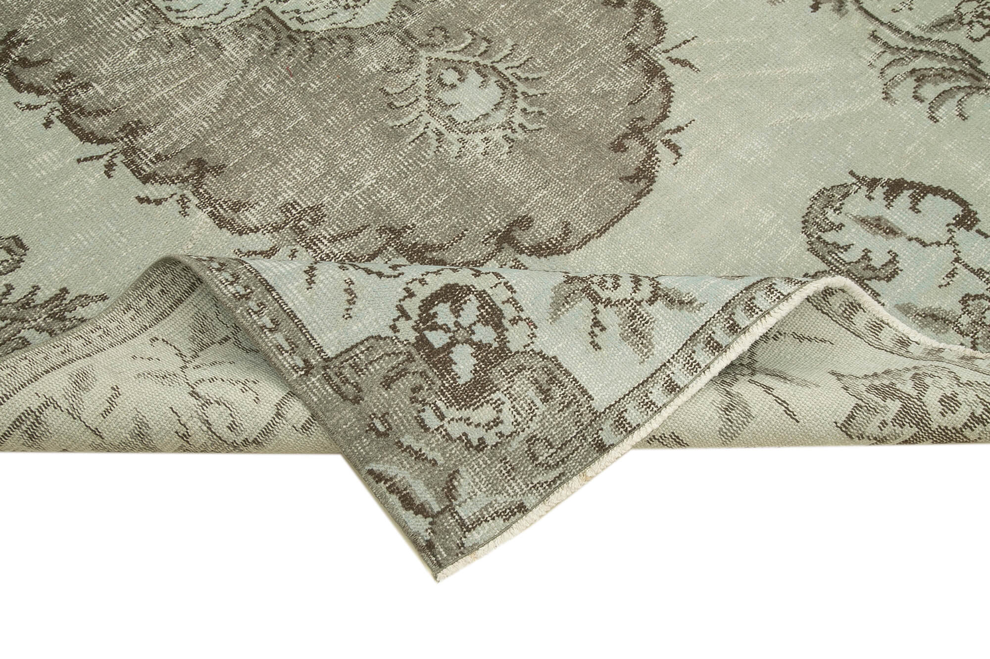 Vintage Wool Area Rug – Handmade Overdyed Vintage Carpet, Soft Wool Floor Covering 5'2''x8'6''