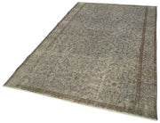 Handmade Vintage Area Rug - Overdyed Grey Wool Cotton Carpet 5'2''x8'2''