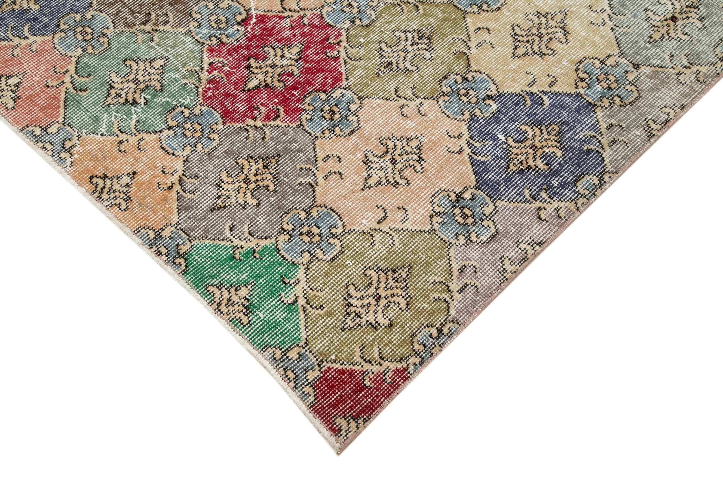 Handmade Wool Area Rug - Beige Checkered Kilim Cotton Wool Rug 5'8''x9'4'' Flat Weave Carpet