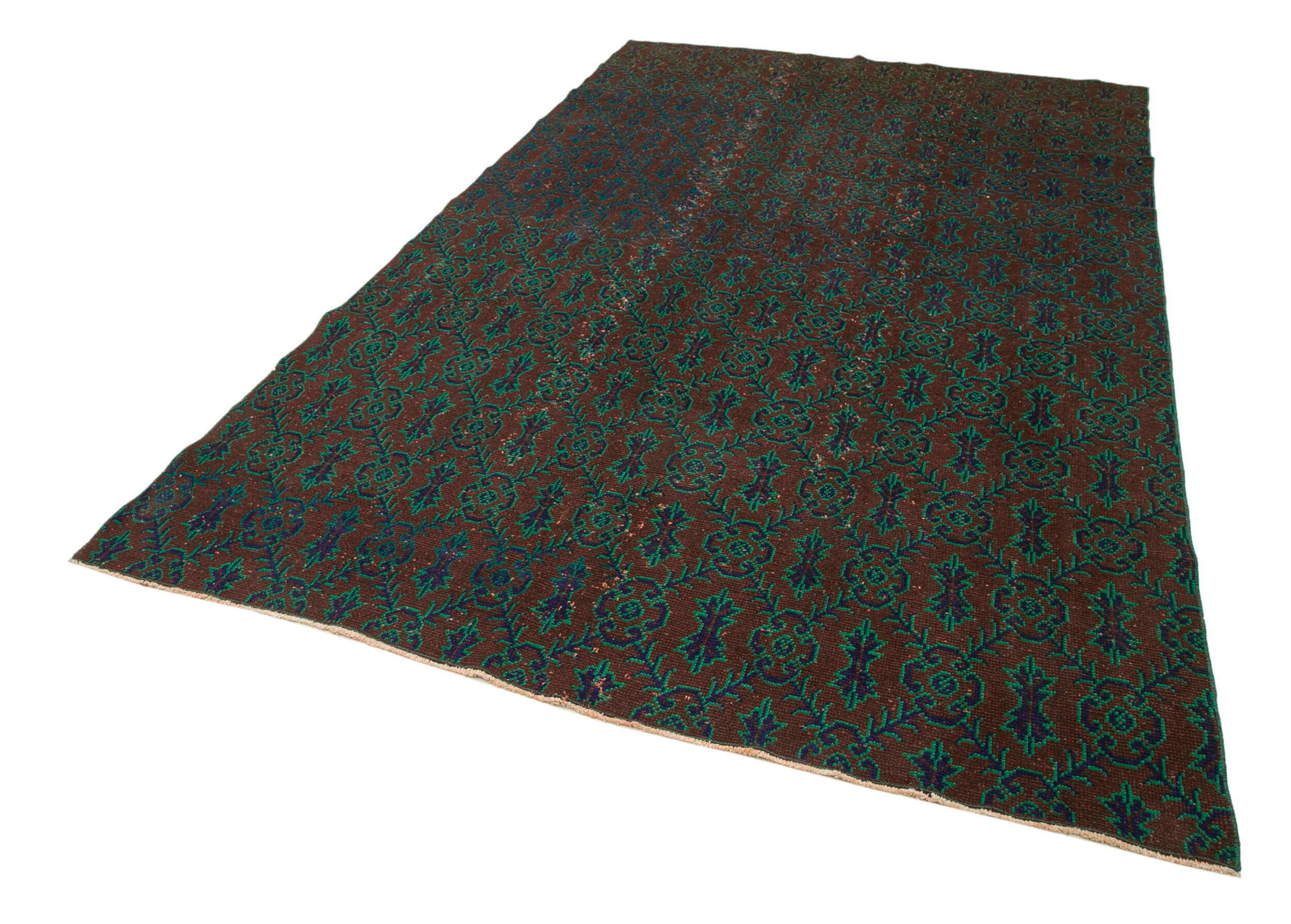 Handmade Area Rug – Checkered Kilim Brown Cotton Wool Vintage Turkish Carpet 6'5''x10'4''