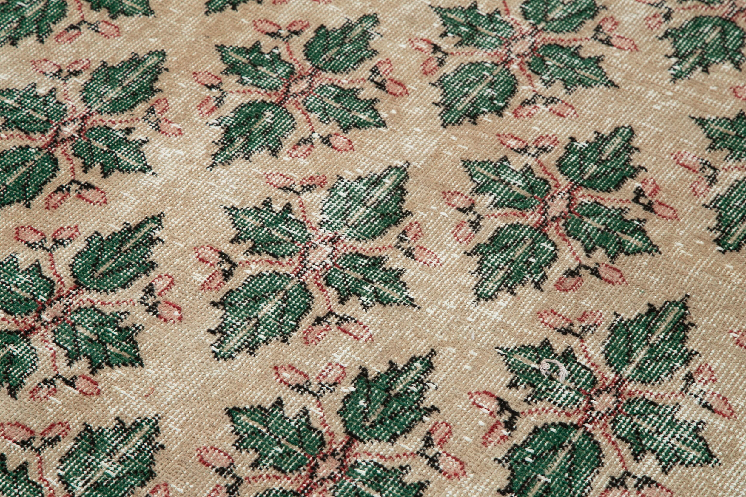 Checkered Kilim Beige Cotton Wool Handmade Area Rug 4'7'' x 8'4''