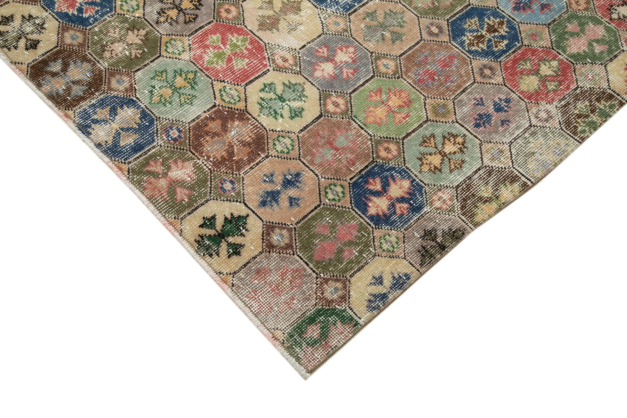 Handmade Area Rug - Checkered Kilim Turkish Vintage Wool Cotton Rug 5'11''x9'5''