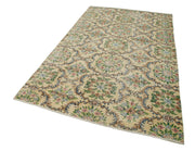 Handmade Area Rug - Checkered Kilim Cotton Wool 5'3'' x 8'11'' Beige Vintage Turkish Carpet