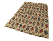 Handmade Area Rug – Checkered Kilim Turkish Wool Cotton Rug 4'10''x7'8'' Soft Durable