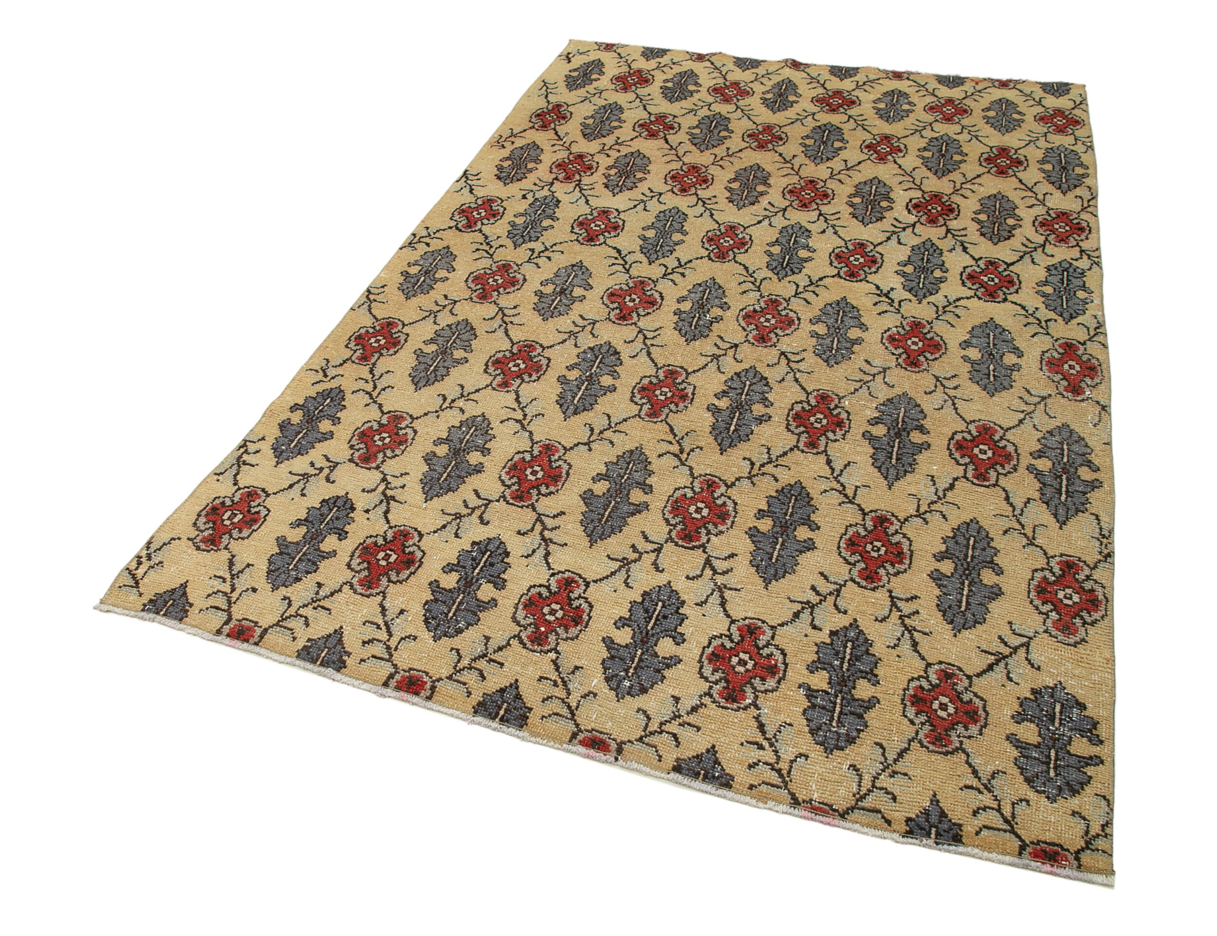 Handmade Area Rug – Checkered Kilim Turkish Wool Cotton Rug 4'10''x7'8'' Soft Durable